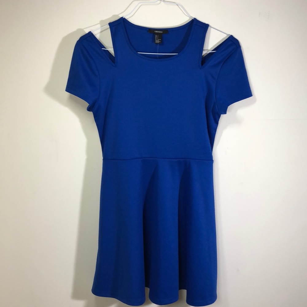 NWT Forever 21 Royal Blue Cold Shoulder Dress | S